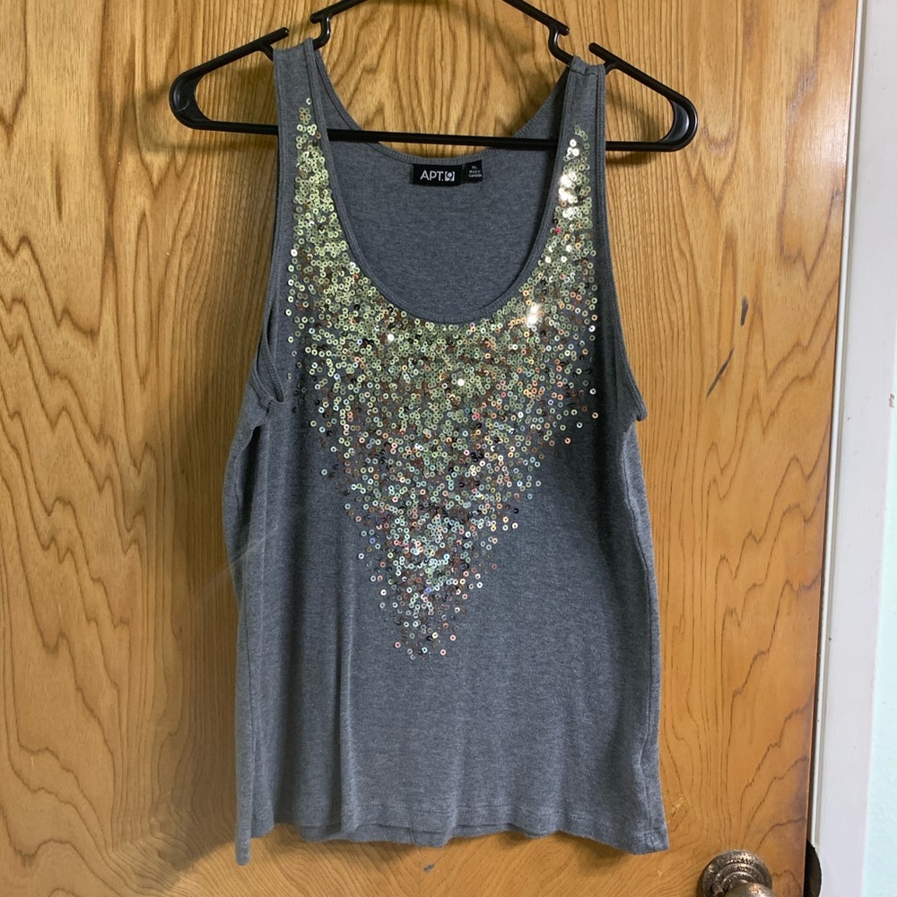Gray silver sequin tank top